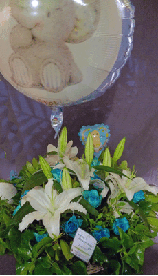 Arrangement of flowers for new born baby