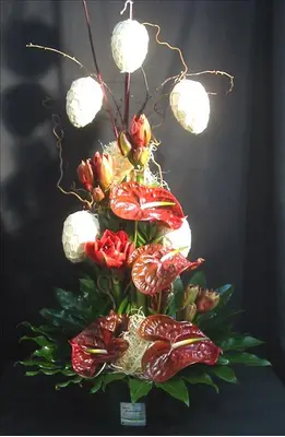 Easter arrangement in glass plate
