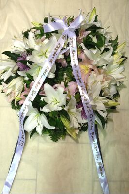 Funeral wreath on "oasis moss standing  base"