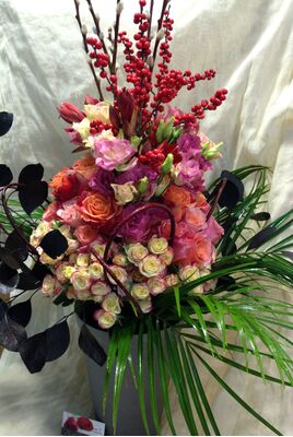 Exclusive arrangement bouquet  in glass  vase.