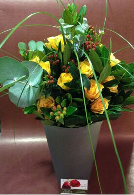 (20) yellow roses A' quality Dutch gift wrapped with greens
