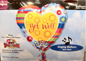 Balloon inflated with helium -"get well soon... Singing" !!!