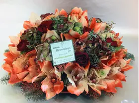 Christmas arrangement on tray