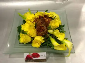 Glass jar flower arrangement