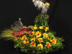Easter arrangement. Flower Bird in Basket