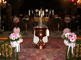 Baptismal decoration. Ball shape arrangements.