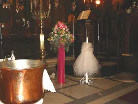 Baptismal decoration. Cascade line.