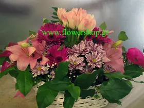 Season flowers in basket