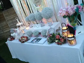 Wedding flower & candles decoration country chapel