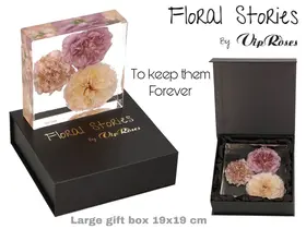 Vip Fossil Epoxy (3) Flowers Large. Exclusive Gift Box.