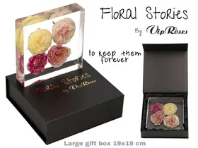 Vip Fossil Epoxy (4) Flowers Large. Exclusive Gift Box.
