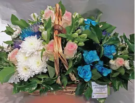 Spring blue & white flowers basket !!!