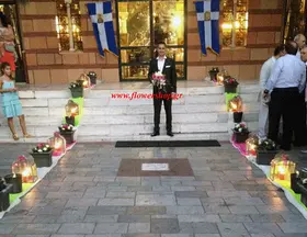 Wedding decoration Flowers - Candles & Burners on church steps !!!