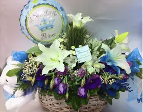 Arrangement of flowers for new born baby
