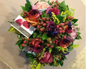Roses "Rainbow" basket (11) stems with Greens.