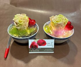 Rose Forever 6cm (head diameter) in "China ceramic" with led lights, heart and decoration (1) piece