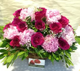 Paeonias & Roses basket .