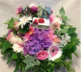 Pinky Spring with Joyful  Flowers in Basket