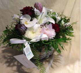Basket with Red & Pink Flowers. Special.