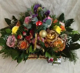 Christmas garden in basket