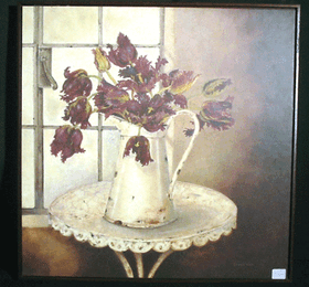 Painting with vase of flowers