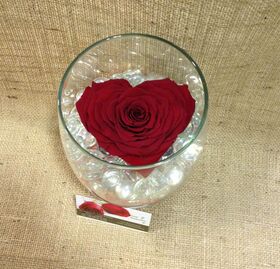 Τριαντάφυλλο βαλσαμωμένο σε σύνθεση. Φυσικό μεγάλο κεφάλι (10 cm) επεξεργασμένο!!! Νέο Είδος !!! "Σχήμα ΚΑΡΔΙΑΣ"