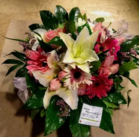 Season flowers in basket