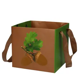 Flower arrangement with flowers in decorative hand paper bag.