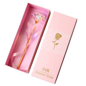 Galaxy Rose Flower 24K Gold Plated Foil Artificial. Exclusive Valentine's & Lover's Day In Gift Box !!!