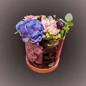 Roses and flowers  in decorative  15 cm χ 15 cm  Divine  Hatbox.