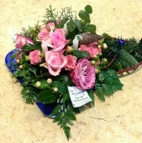 Christmas & New Year Celebrating Arrangements Flowers Blue .Trays.