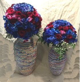 Exclusive "Paper Collage" Vase Set !!! With "Rose Balls"  250 stems total.