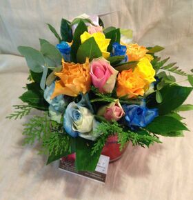 Multi Colored (20) roses in glass !