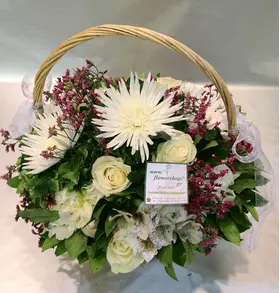 Handle Basket with White flowers