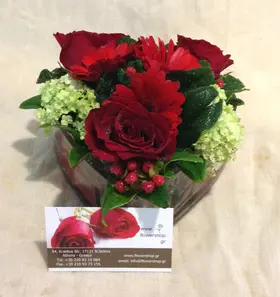 Roses in decorative  "Heart" Box or Glass. (11) heads.