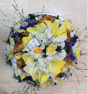 Charming season flowers on metal tray