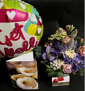 "Get Well Soon" with Joyful  flowers
