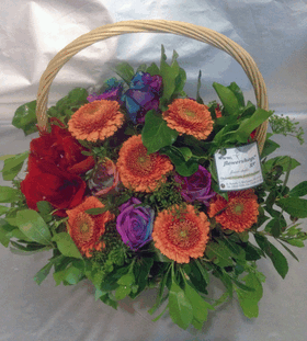 Orange flowers in basket