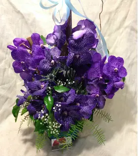 Arrangement with vanda (or phalaenopsis - cymbidium) orchids +Decoration. Exclusive !!!