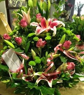 Rich romantic pink colored flower arrangement