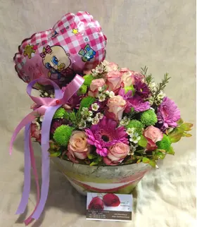 Flower Arrangement  for New Born Baby ! Spring Vase