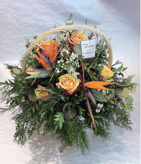 Basket with Orange flowers