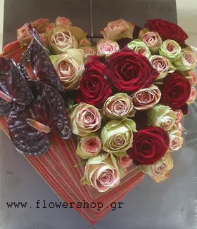 Heart with flowers in modern style