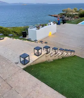 Island Athens Riviera Club.Wedding Decoration. Arch, Tables, Reception, Venue.