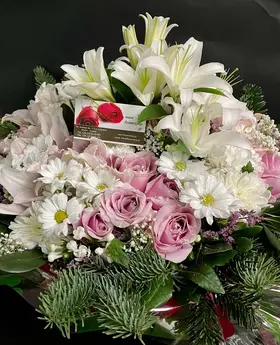 Basket with exclusive flowers.Spring freshness!!!