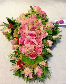 Funeral cross.Exclusive on oasis moss base.