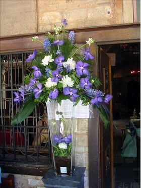 Baptismal decoration. Vanda orchids exclusive arrangement.