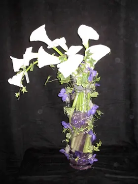 Arrangement in glass vase