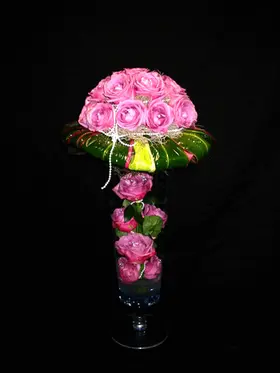 Arrangement in glass vase