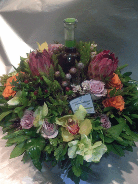 wine flowers basket